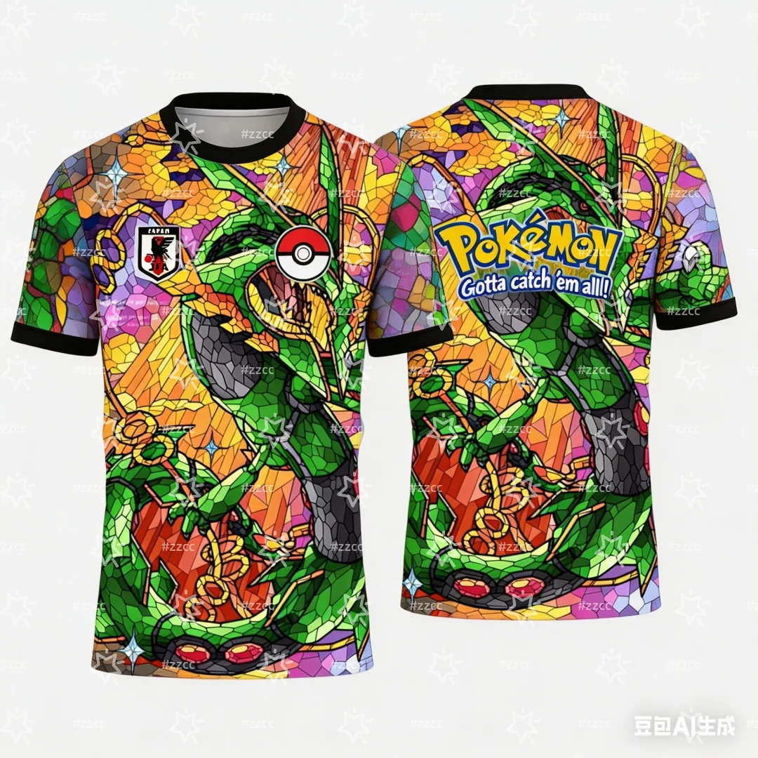 2026 Pokémon Graphic Football Jersey Pokémon Fan Gift Japanese Anime Football Jerseys Summer Sports Men's T-Shirt Kid's Tee
