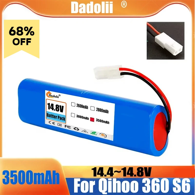 

14.8V 12800mAh Battery Pack for Qihoo 360 S6 Robotic Vacuum Cleaner Spare Parts Accessories Replacement Batteries.