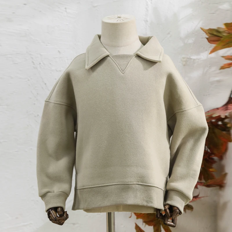 Kinder kleidung Jungen und Mädchen Baumwolle Plüsch warme Sweatshirts Herbst Winter neue Kinder Revers lässig lose Langarm pullover – Detail 20