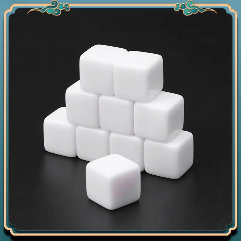 

Последние 16 мм белые акриловые кубики, пустые игральные кости для настольных игр, обучения подсчетам, цифрам алфавита, изготовление кубиков на заказ, 96 шт.