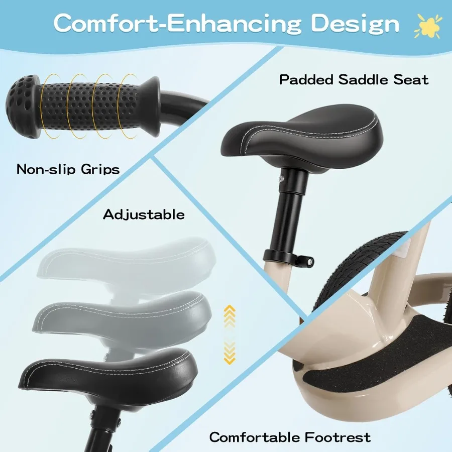 Bici da equilibrio per bambini 3 anni Pneumatici in gomma gonfiabili da 12 pollici Senza pedali Bici giocattolo per 3-6 anni La prima bici perfetta 3-6 B