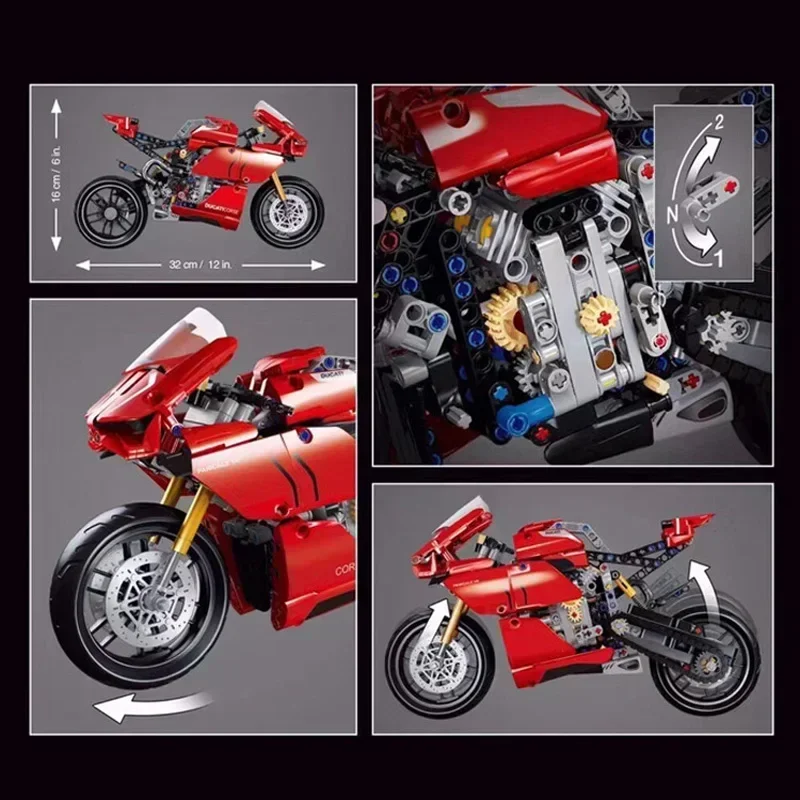 Technical Motorcycle Ducatis Racing Car Building Blocks 42107 IDEAS Model Motorbike Vehicle Bricks Toys for Kids Christmas Gifts