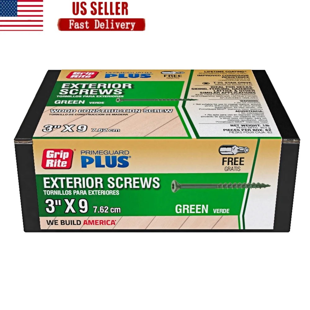 

Wood Deck Screws Green Rust Resistant Exterior Screws Type 17 Point Star Drive 3in 1lb Pack 62 Pieces Easy to Use