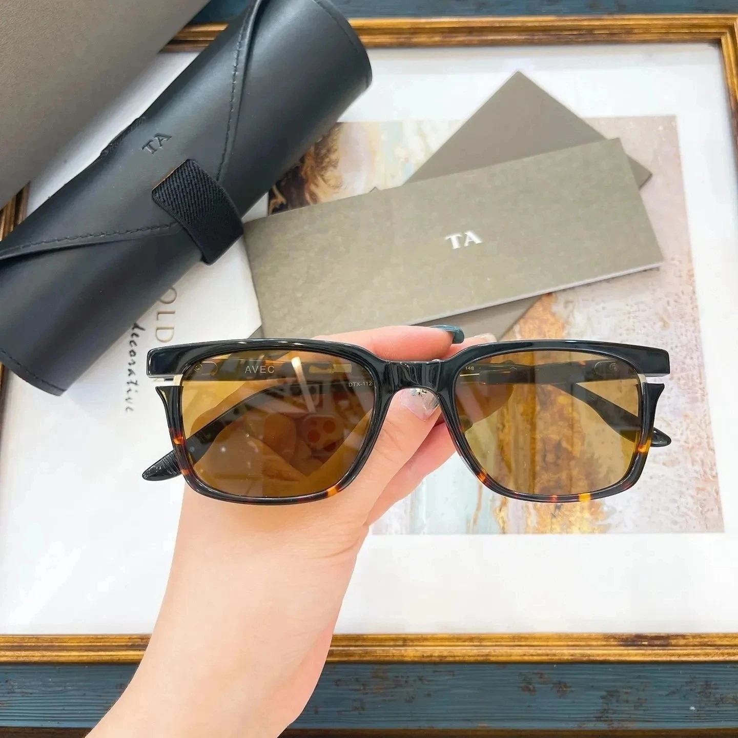 

New For DIYTA DT AVEC DTX-112 Tortoise Acetate Frame Square Womens Sunglasses UV400 Business Stylish Men's Sun Glasses With Box