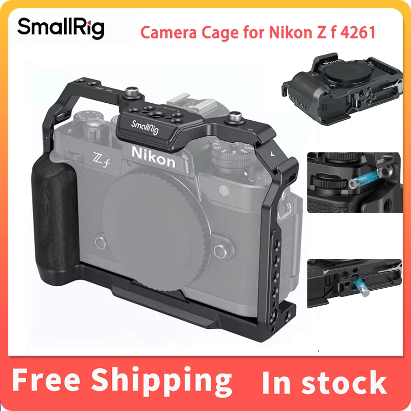 

SmallRig Z f Camera Cage With Wooden Grip For Nikon Built-in Quick-Release Plate Camera Cage Quickly Switch on Gimbal/Tripods