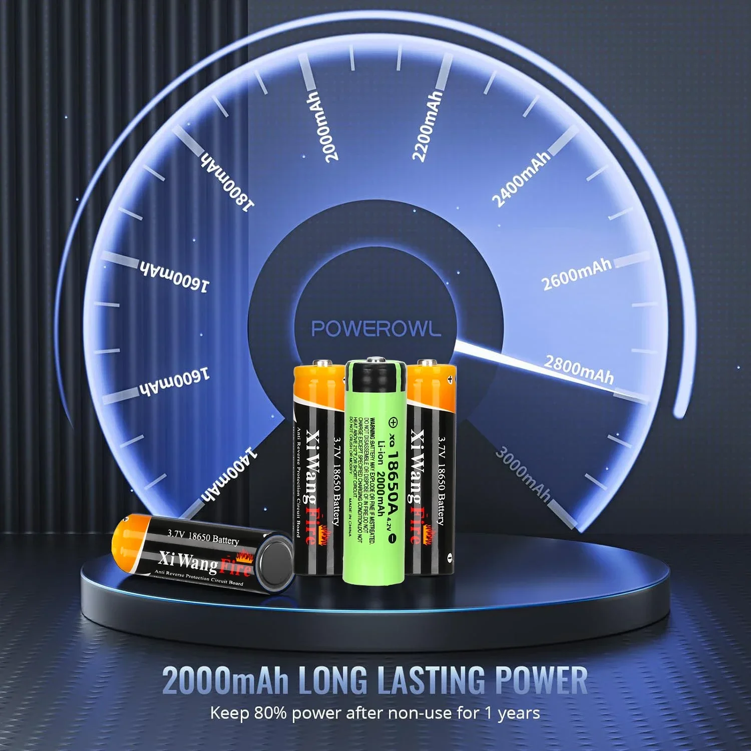 XIWANGFIRE 18650 Batteria 4.2V 2000mAh Batteria al litio ricaricabile per torcia a LED Torcia Batteria al litio 100% originale