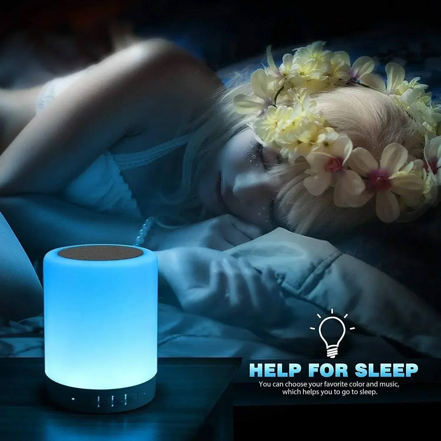 Bluetooth Speaker Portable Dim  Color Night Light Best Gift for Men Women Teena Gers Kids Sleep Aid