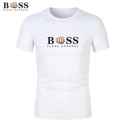 Men's BSS FLEXX APPAREL Printed T-shirt Loose Short Sleeve Fashion O-Neck Top Youth Casual Harajuku Large T-shirt