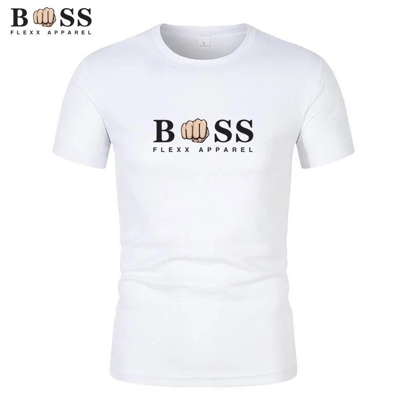 Men's BSS FLEXX APPAREL Printed T-shirt Loose Short Sleeve Fashion O-Neck Top Youth Casual Harajuku Large T-shirt