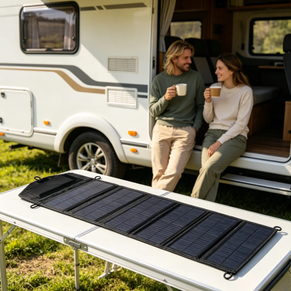 Foldable Solar Panel Charger Dual USB Fast Charging Waterproof for Outdoor Camping…
