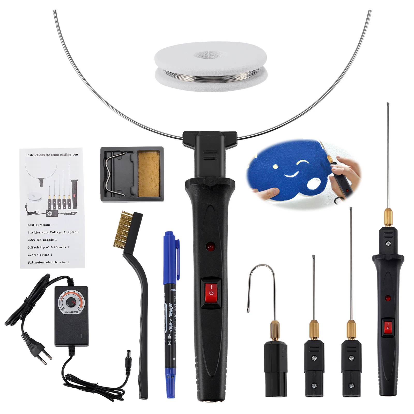 

4 in 1 Electric Foam Cutter Pen - Hot Wire Polystyrene Cutter with Temperature Control for DIY Crafts & Models
