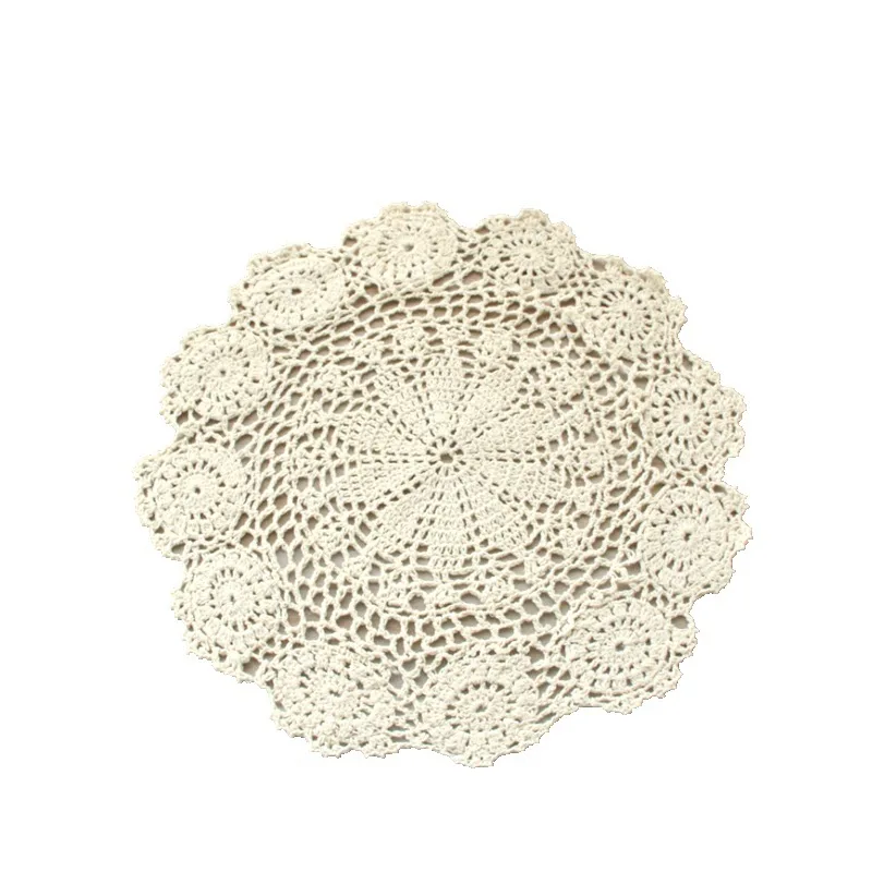 Round Hand Crocheted Doily Vintage Cotton Crochet Table Place Mat Wedding Napkins Cloth Lace Placemats Decorative