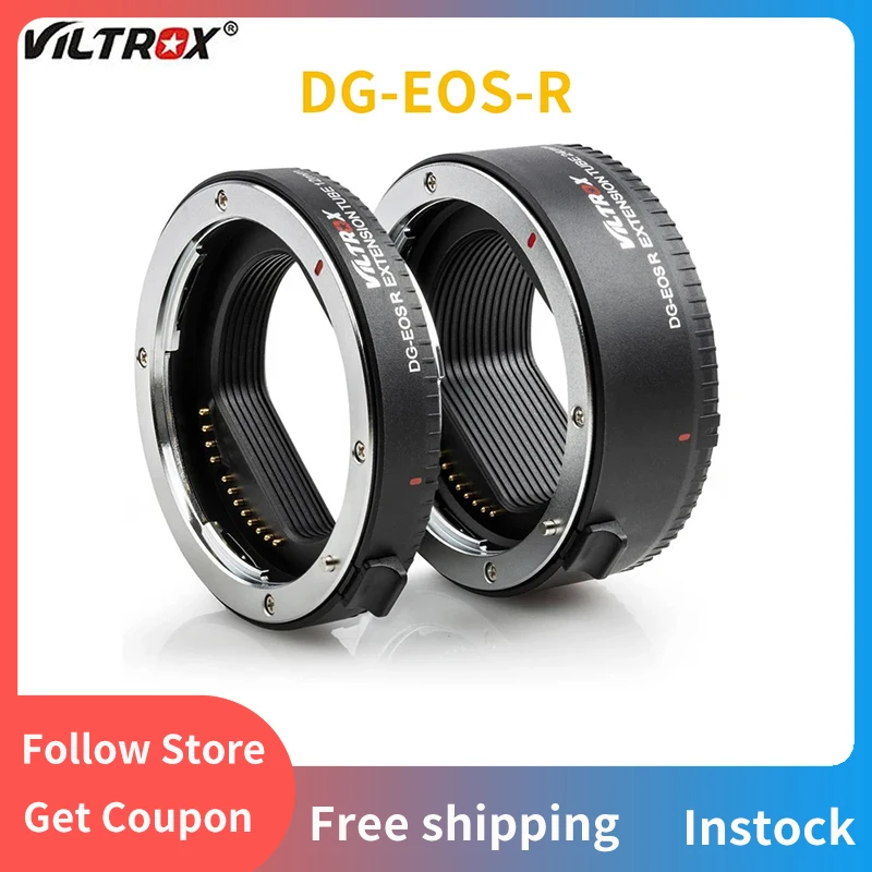 

Viltrox DG-EOS R Auto Focus Macro Extension Tube Lens Adapter Ring 12mm+24mm Full Frame for Canon RP R3 R5 R6 Camera