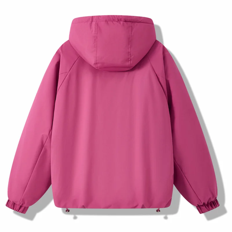 패션 재킷 여성용 신상 가을 겨울 2025 후드 따뜻한 솜 패딩 코트 끈 조절 캐주얼 아우터 루즈 여성용 외투 상의