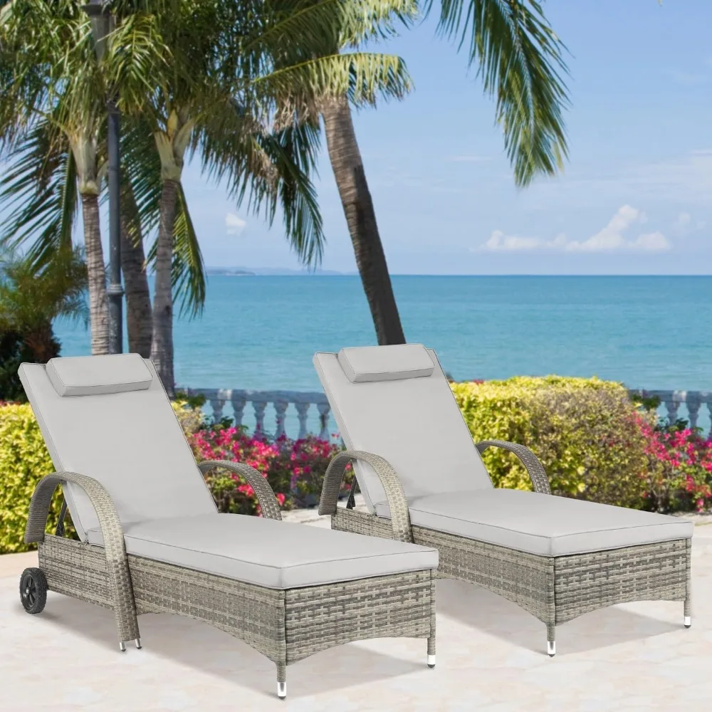 

Outdoor Chaise Lounge Chairs Set of 2 Outdoor Pool Lounge Chairs Set of 2 Recliner Patio Rattan Wicker Sun Lounger Chair