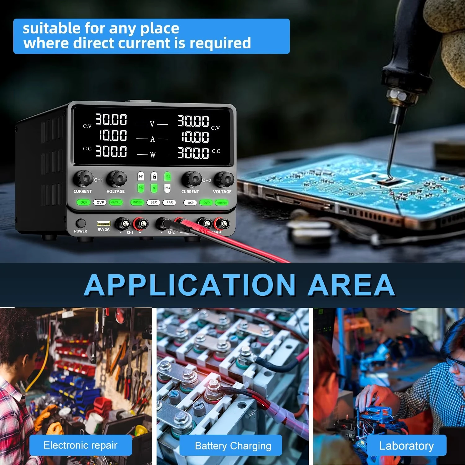 SPPS3010-2KD 600W Dual DC Power Supply 0-30V/10A*2 & 60V/10A or 30V/20A One-Key Series/Parallel for Lab/EV/Motor Test