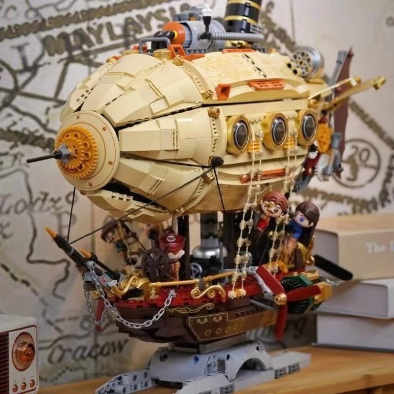 Blocchi di costruzione Modello di astronave Steampunk Ornamenti per barche volanti Splicing Piccole particelle Giocattoli educativi Regali
