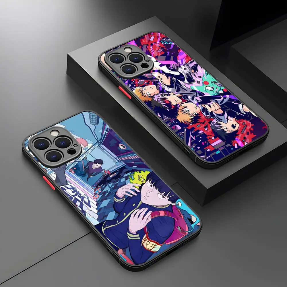 Anime Mob Psycho 100 Phone Case Matte Transparent Back For IPhone 15 14 13 12 11 Pro Max X XR XSMax 7 8 Plus Cover