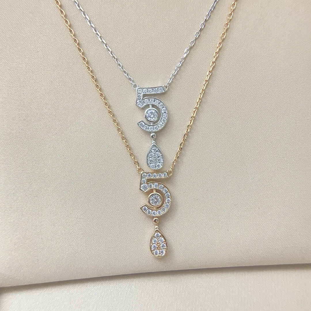 

2025 new full diamond 5 word necklace unique simple light luxury niche necklace for women's exquisite high-quality jewelry gifts