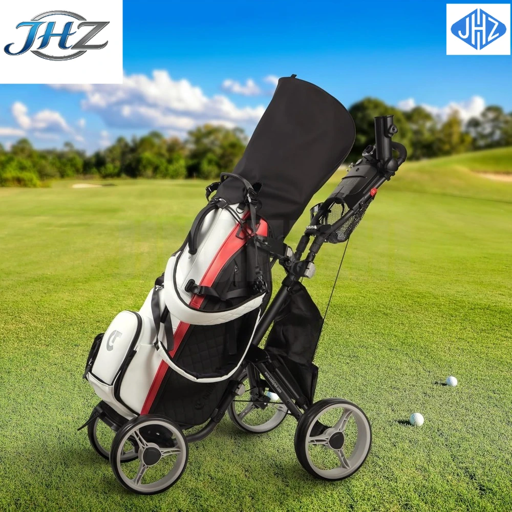 JHZ for Golf/Explorer V8 Golf Push- SuperLite 4 Wheel Aluminum Foldable with Adjustable Front Wheel Width, Foot  Bra