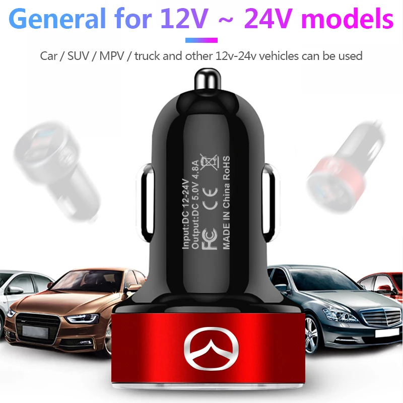 LED Car Charger 5 Ports Fast Charge PD QC3.0 USB C for Mazda 3 bk bl 323 Axela Atenza CX-3 CX-4 CX5 CX-7 Car styling Accessories