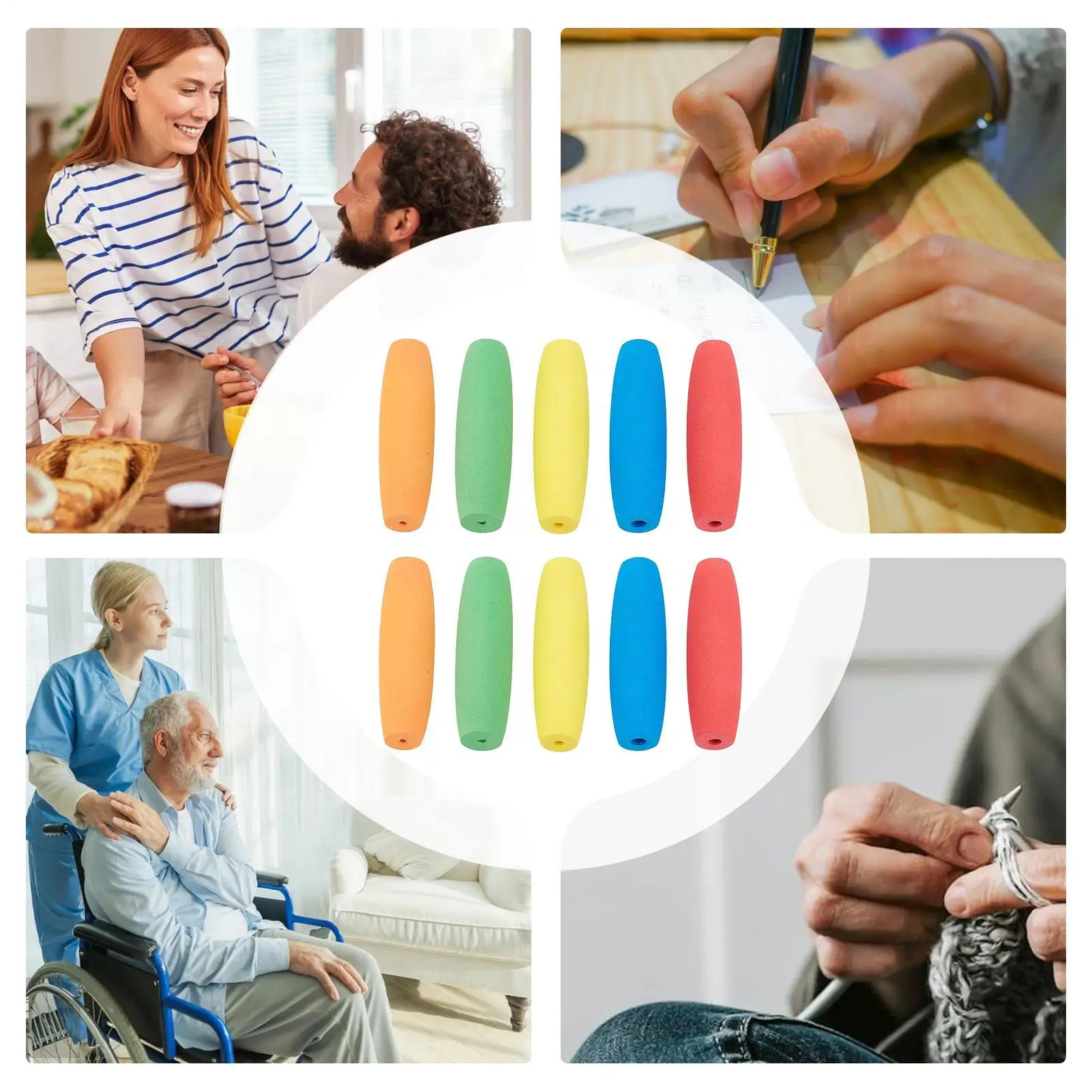 Foam Grip Tubing 10Pcs/set Anti-Slip Kids Spoon Utensil Grip Aid EVA crochet hook grip tube For Elderly Disabled view 6