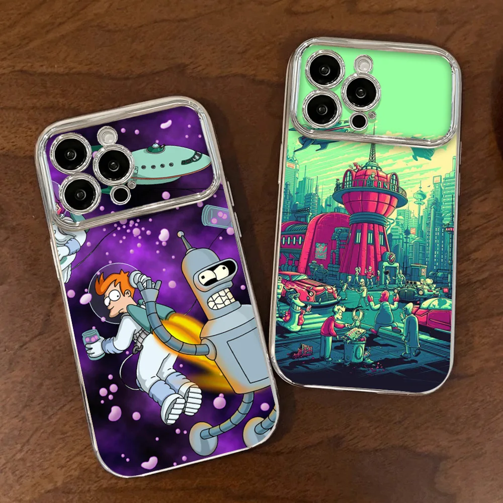 Phone Case For Samsung Electroplated Large Cute F-Futuramas-Cartoon Window LensA22 A23 A32 A51 A20 4G 5G Shell