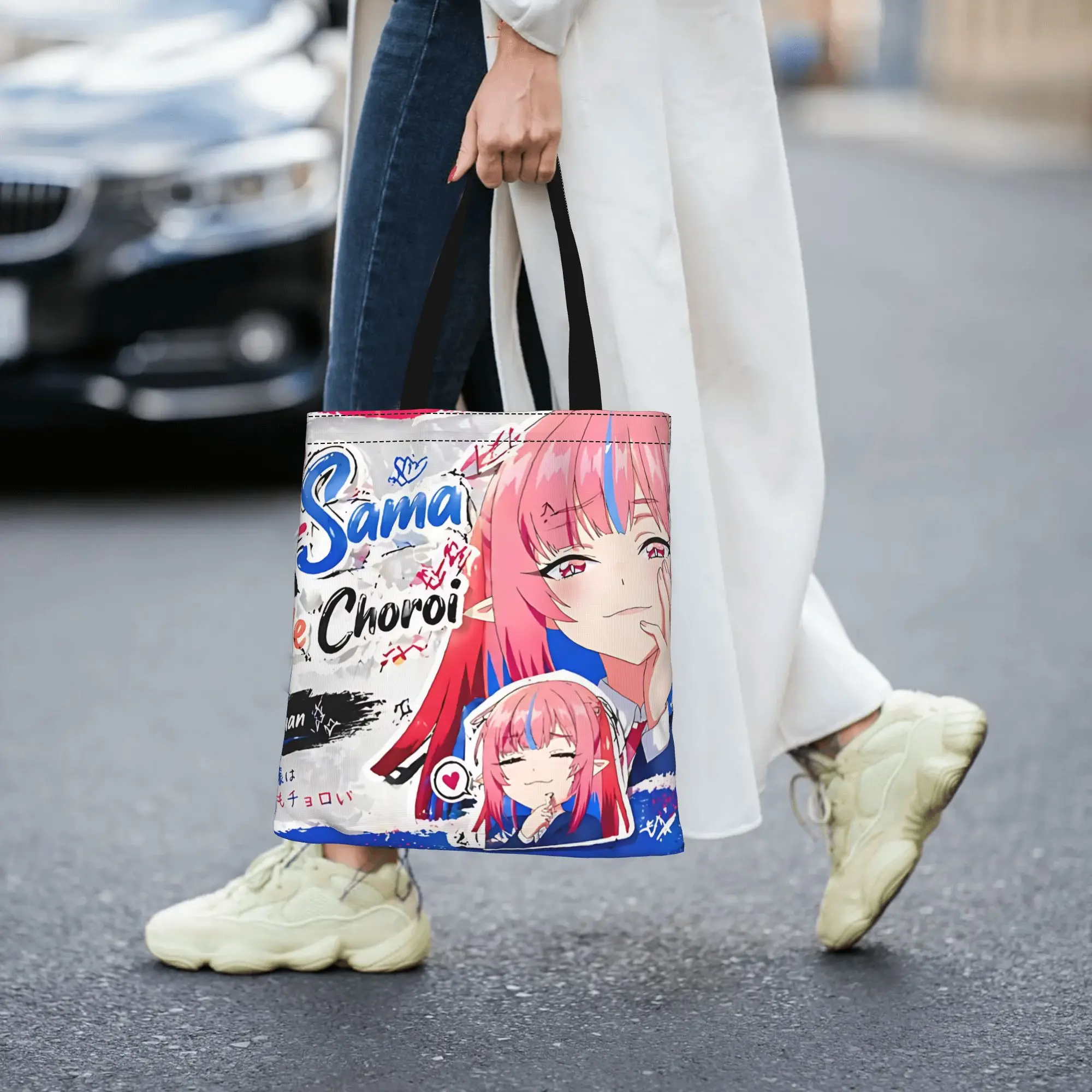 Bags For Woman Cartoon Anime Theme Shopping Bag Its bags Reusable Double Sided Canvas Tote Bag Shoulder  Handbag