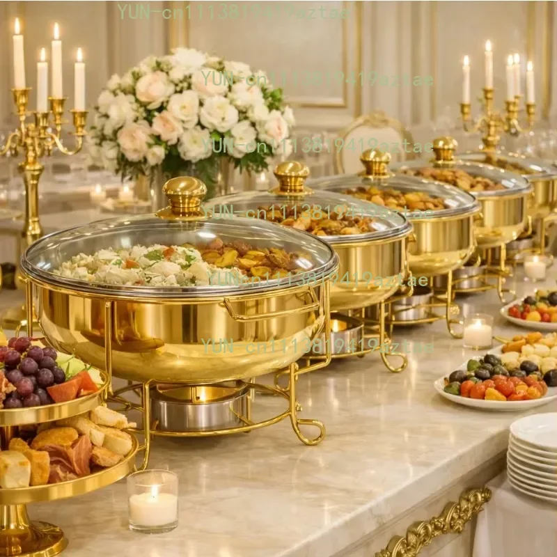 Elegant Glass Insulation Pot Food Heater Buffet Tray Luxury Lid Insulation Hotel Other Hotel Supplies