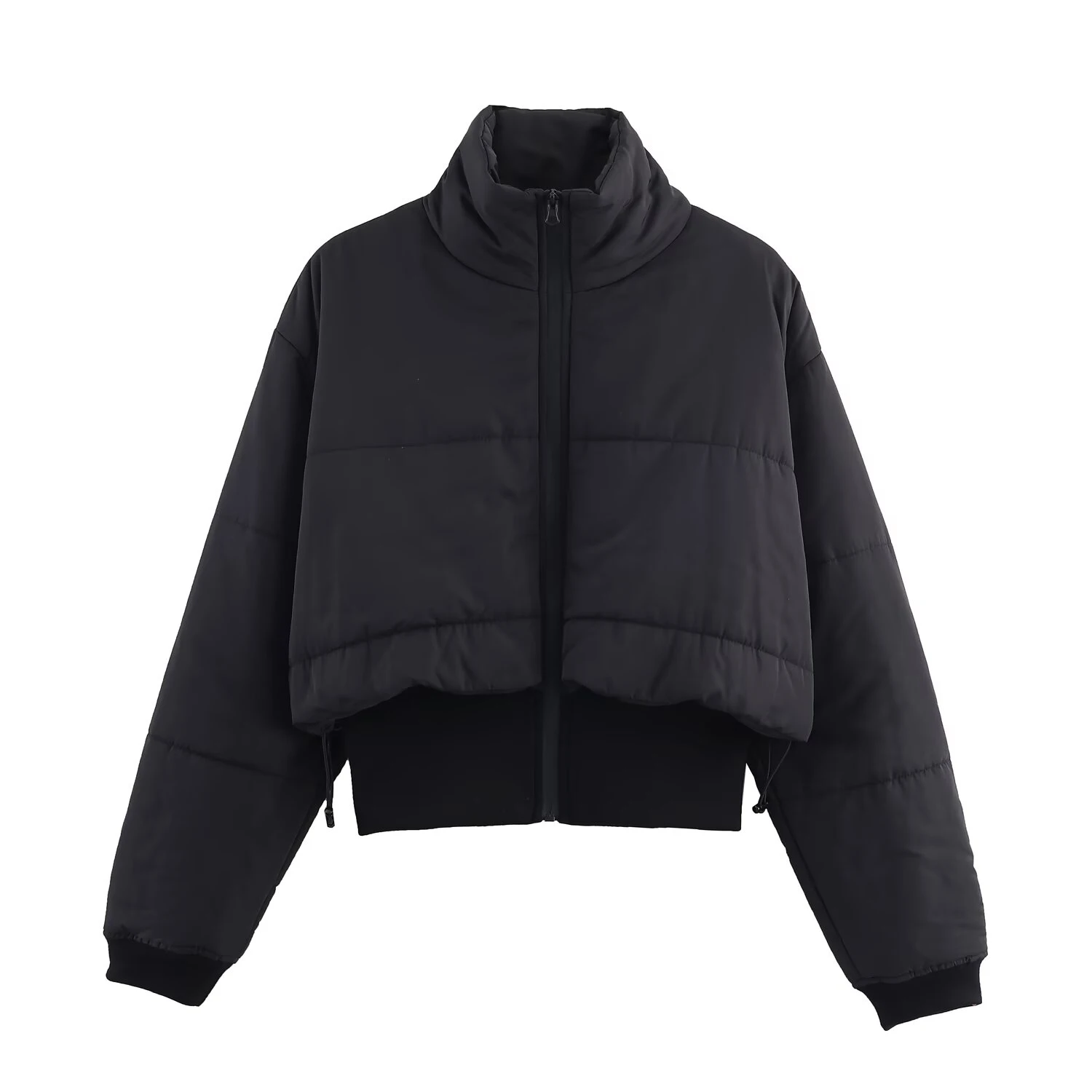 

Европейская и американская осенняя новая женская одежда 202, повседневная темпераментная простая черная хлопковая куртка с воротником-стойкой в стиле ретро