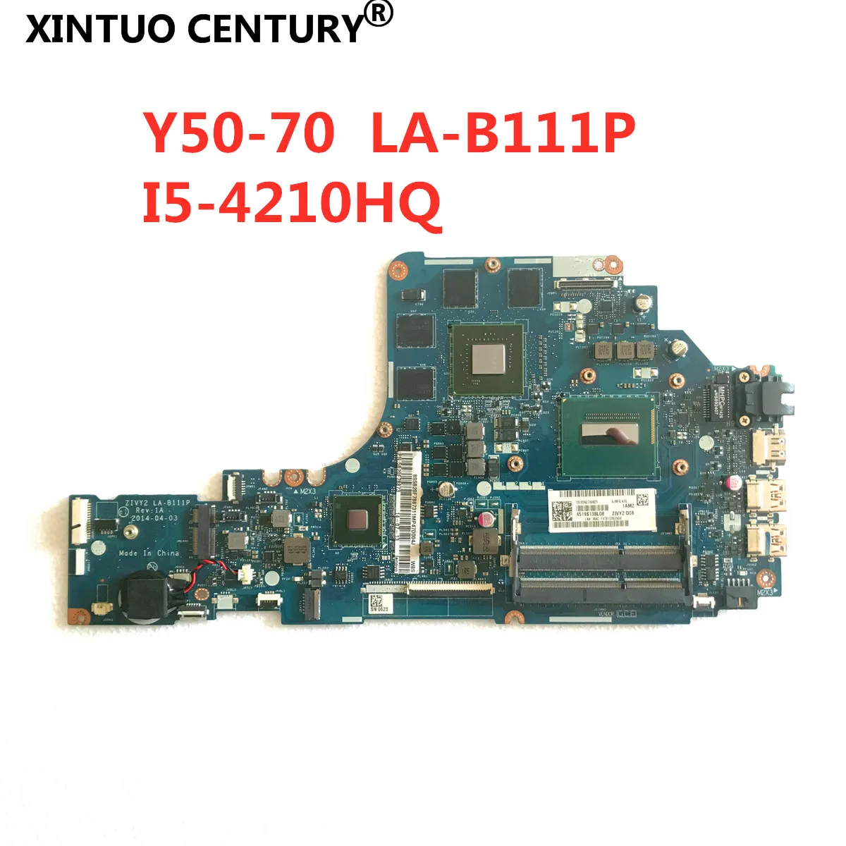 

ZIVY2 LA-B111P original motherboard for Lenovo Y50-70 laptop motherboard with I5-4210H CPU GTX960M 5B20G84765 DDR3 100% tested