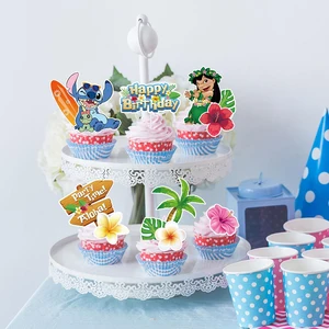 Disney Lilo và Stitch Hawaii Cake Toppers, đồ dùng bữa tiệc sinh nhật mùa hè, trang trí bàn hoa Aloha, nam và nữ 6 Bán hàng chính Alohas - №2