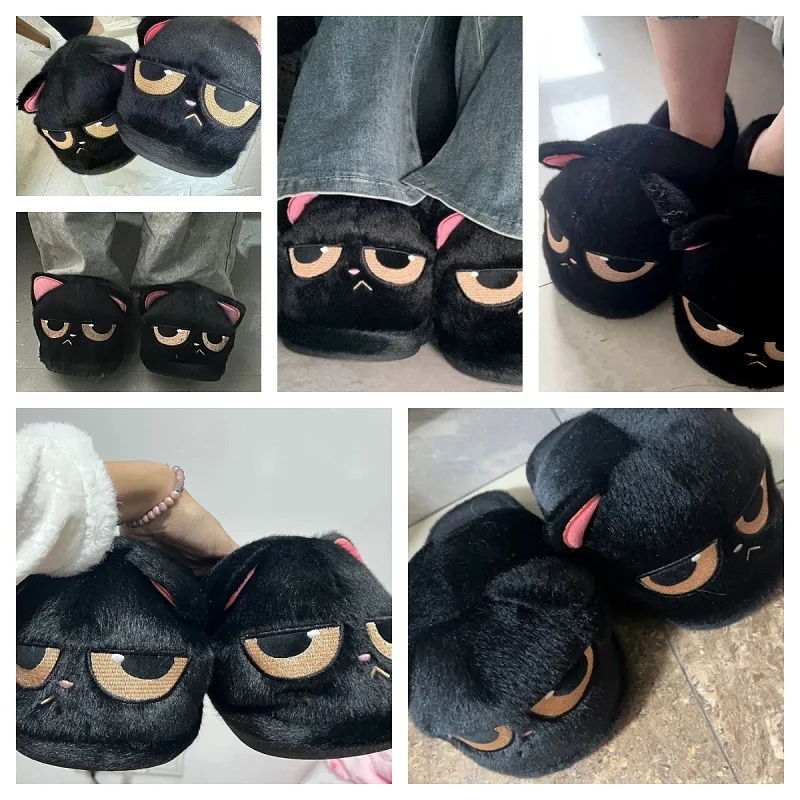 Neue lustige Kätzchen-Hausschuhe für Damen, Winter-Tier-Designer-Slides, Hausschuhe, Heim-Slipper, Damen-Big-Head-Katzen-Flipper-Bodenschuhe – Detail 4