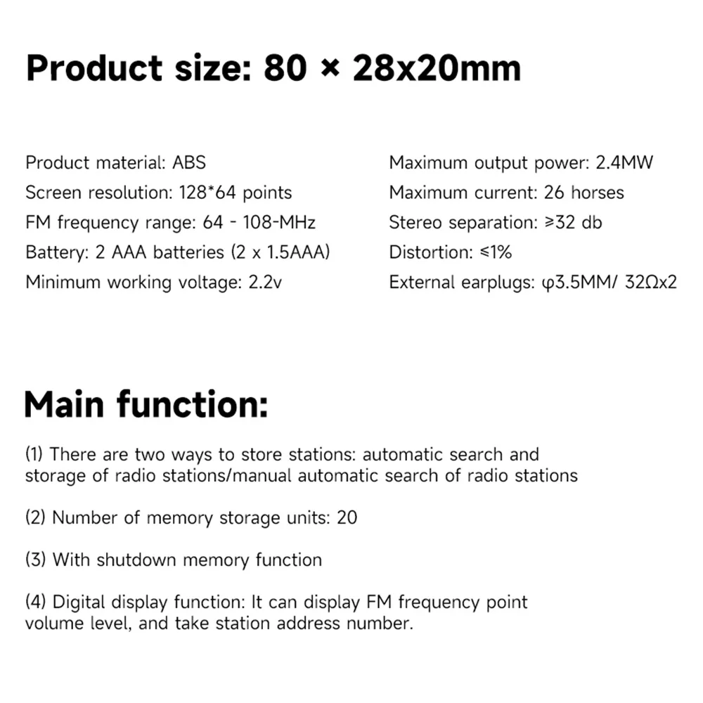 Hot Portable Mini FM Radio Display digitale ricevitore FM Retro FM Player Style DSP con cuffie cordino stazioni Radio altoparlante