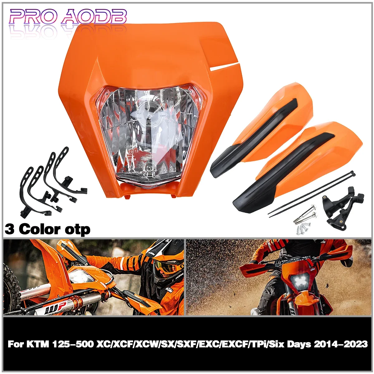 

For KTM 125 150 250 300 350 450 500 XC XCF XCW SX SXF EXC EXCF TPi 6 Days 2014-2023 Motorcycle Headlamp shade and hand guard Kit