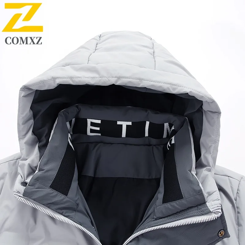 COMXZ Mens Down Jacket Casual Hooded Outdoor Mountaineering Warm Parka Solid Color Slim Fit Comfortable Lightweight Winter Coat