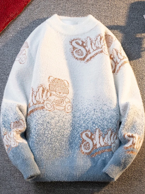 

Утепленный вязаный свитер из искусственного меха норки для мужчин, с воротником, для подростков и студентов, теплый базовый слой, повседневный, из полиэфирного волокна, с длинными рукавами