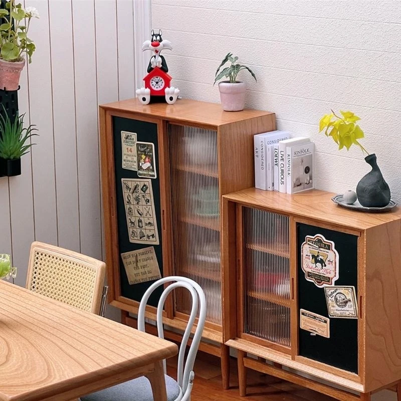 خزانة أثاث غرفة المعيشة المصغرة لبيت الدمى خزانة بيت الدمى الخشبية مع باب منزلق لبيت الدمى 15UB #3