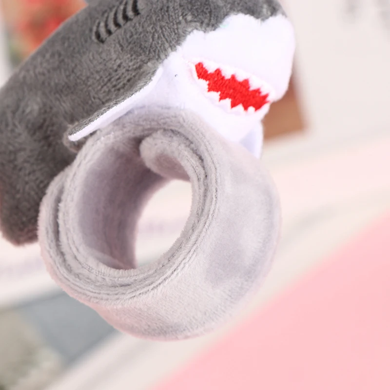 Cute Plush Shark Wristband Stuffed Animal Slap Bracelet Slap Rings Slap Band Toy Keychain Doll For Kid Party Favor Birthday Gift