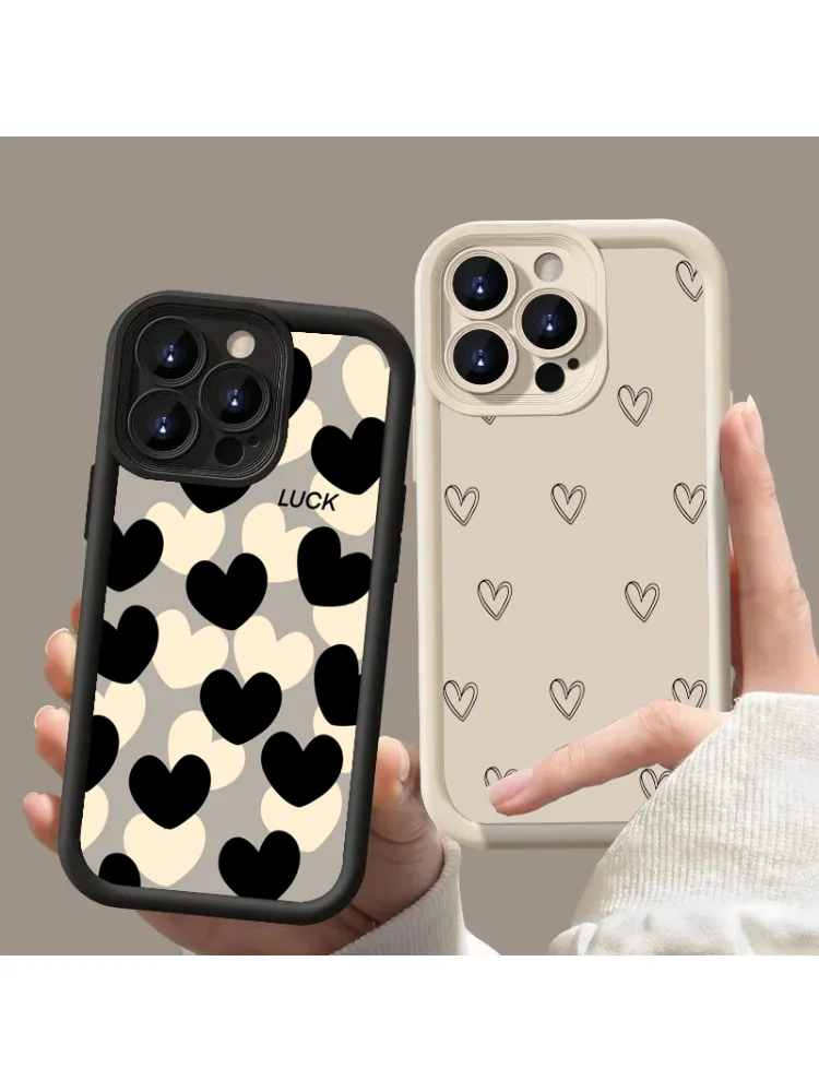 Coque de téléphone en Silicone souple, étui mignon en forme de cœur d'amour pour iPhone 16 Pro Max 15 Pro 11 12 13 14 16E XS X XR 7 8 Plus SE 2020