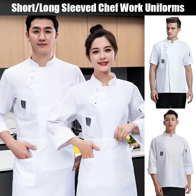 Chef Jacket Food Catering Cooking White Shirt Restaurant Kitchen Chef T-shirt Baker Work Uniform Waiter Hotel Cafe Shop Overalls