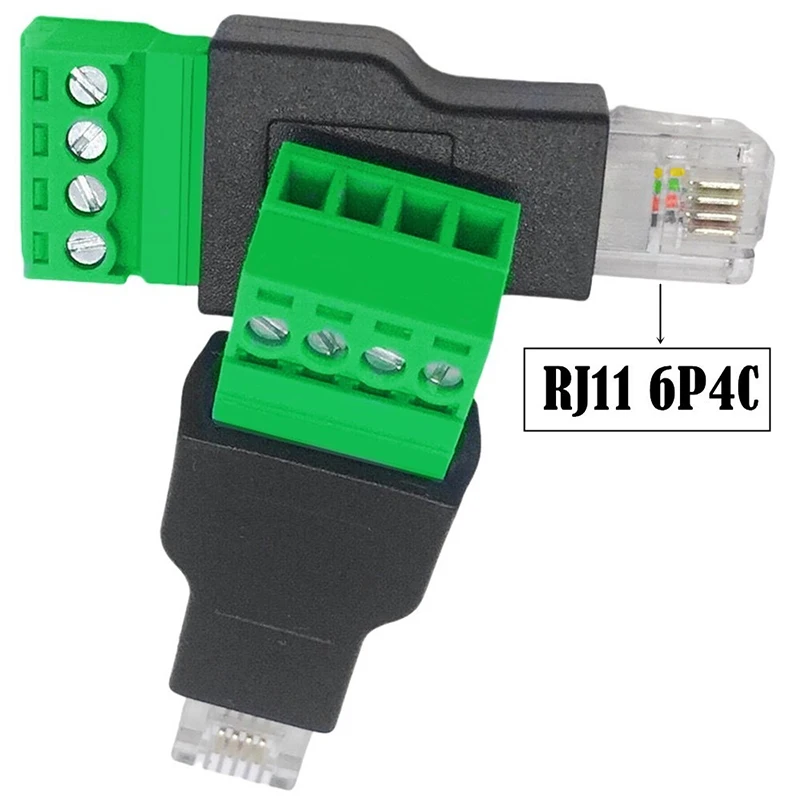 

RJ11 Ethernet Connector 6P4C Male to 4 Pin Screw Terminal Converter for Phone Receiver Extend Cable Adapter
