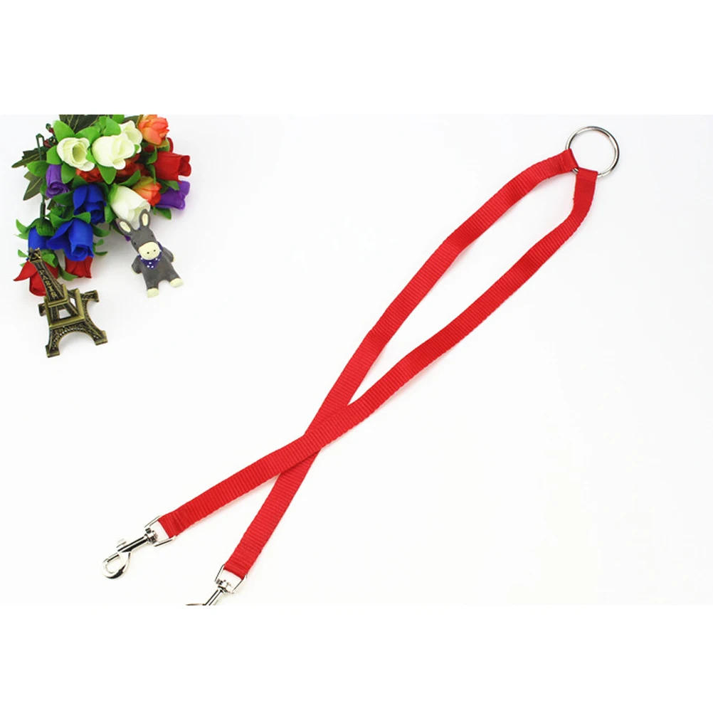 

Double Durable Nylon Pet Traction Rope For Small Pets With Dual Two Dog Leash Pet Hauling Cable Clips Red
