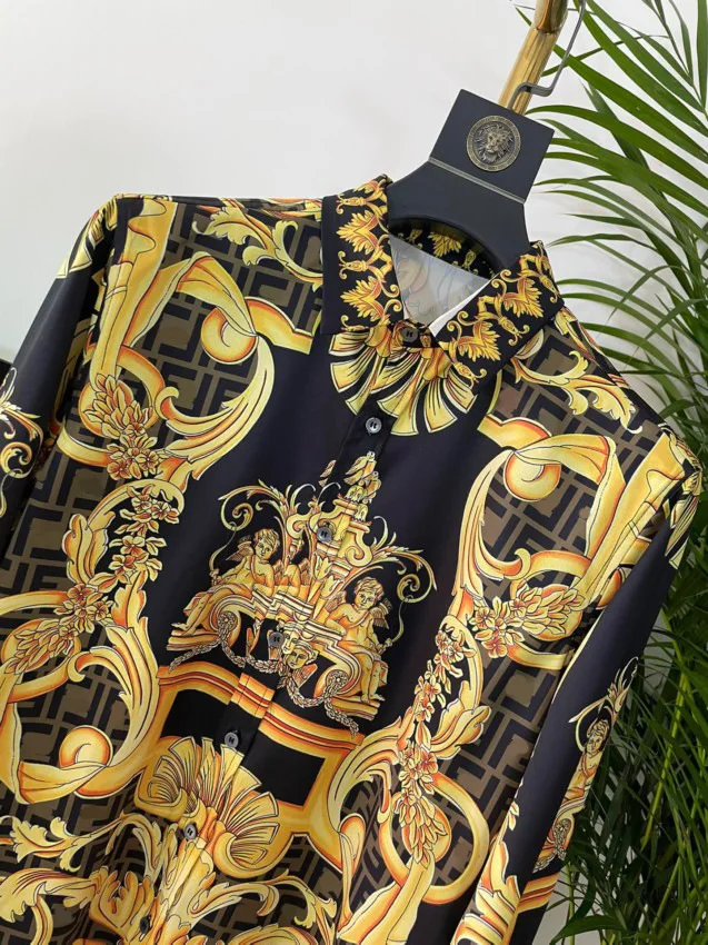 Luxury Royal Shirts Men Slim Fit Full Court Style Floral Print Shirt Manga Longa Prom Party Shirts Camisa Social Masculina Luxo