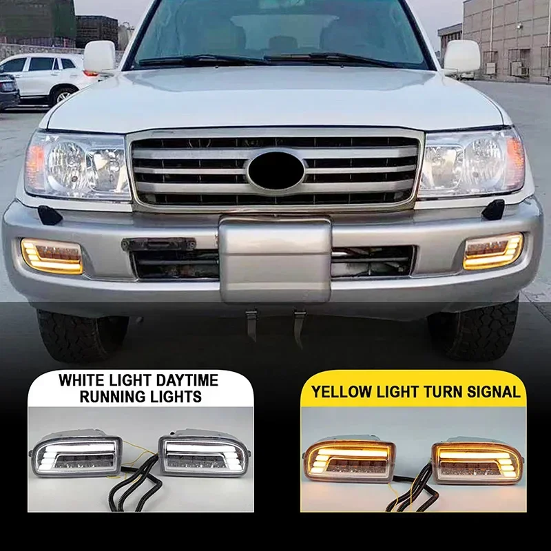 High Quality Car LED Fog Lamps DRL For Toyota Land Cruiser 100 LC100 UZJ100 FZJ10 1998-2008 Car Accessories Fog Light Assembly