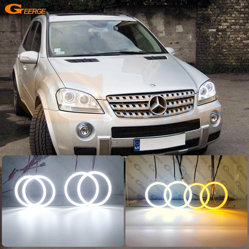 For Mercedes Benz M Class W164 ML 2005 - 2011 Ultra Bright A/W Switchback Day Light Turn Signal LED Angel Eyes Kit Halo Rings