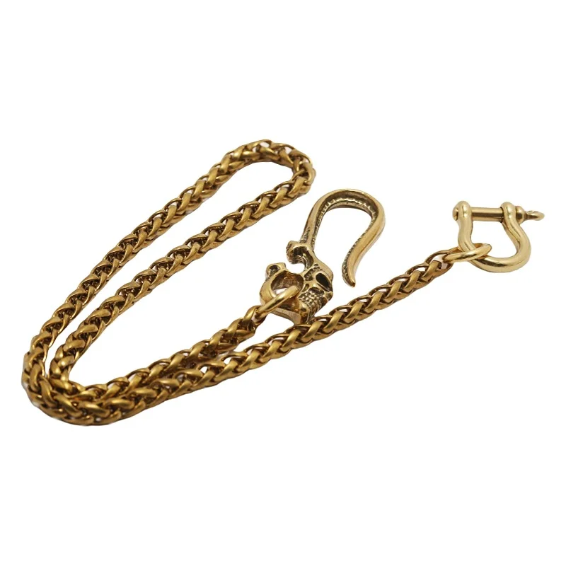 Solid brass trouser chain Statement skull hook button bag accessories