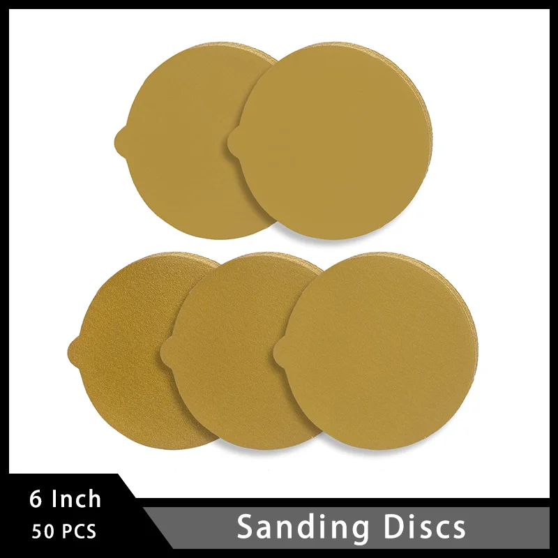 

6 Inch Sanding Discs 50 Pcs Sticky Back Sandpaper Assorted 80 120 220 320 400 Grit for Woodworking Metal Painting Automotive