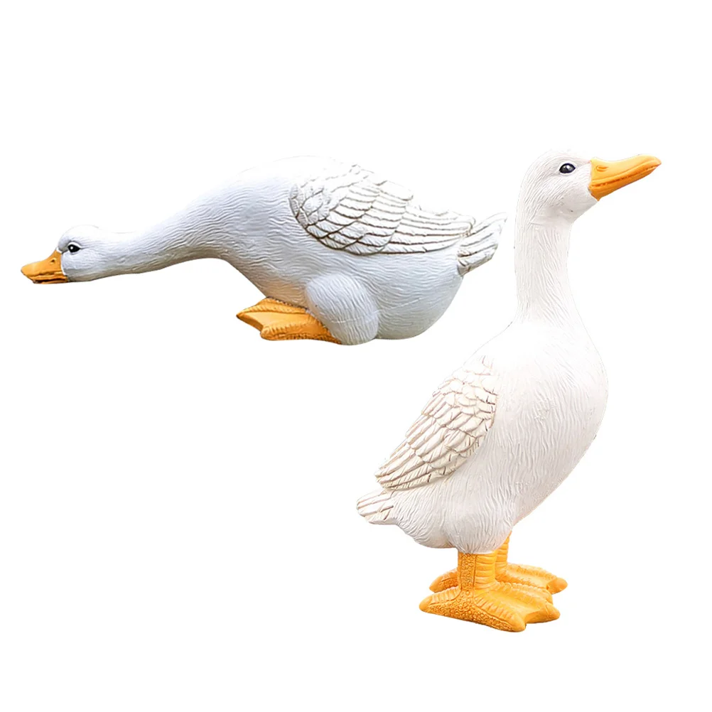 2 Pcs Simulated Animal Duck Garden Decor Models Chic Ornaments Photo Prop Farm Fishpond Kid Toy Outdoor Courtyard Decorations