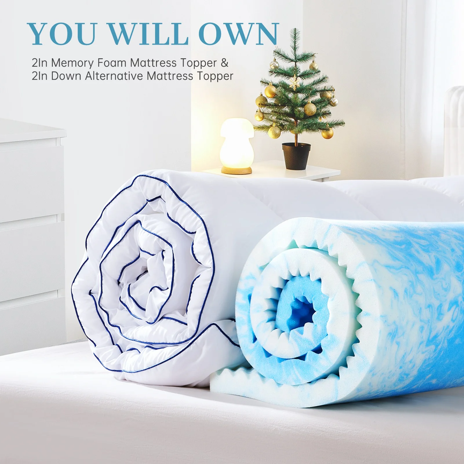 

Двухслойный наматрасник из пены с эффектом памяти 2-дюймовый пушистый топпер для матраса с подушкой плюс комфортный наматрасник из пены с эффектом памяти 15%